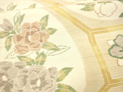 平和屋着物●全通柄袋帯　小千谷紬　草花文　正絹　逸品　DAAX8522cm