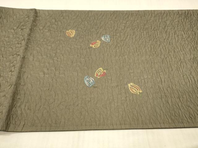 平和屋着物●太鼓柄袋帯 ふくれ織 成り物 正絹 逸品 DAAX8532cm