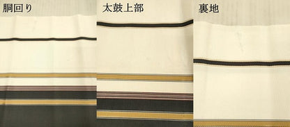 平和屋着物●本場筑前博多織　八寸名古屋帯　間道　正絹　逸品　DAAX8541cm
