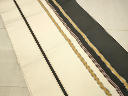 平和屋着物●本場筑前博多織　八寸名古屋帯　間道　正絹　逸品　DAAX8541cm