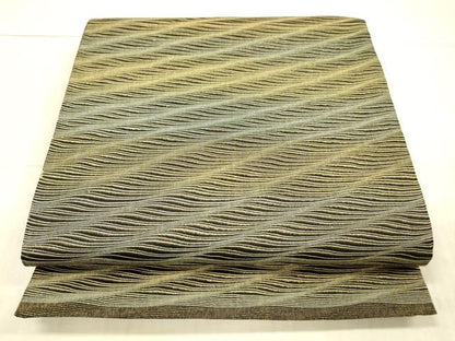 平和屋着物●太鼓柄袋帯　よろけ縞　金通し時　正絹　逸品　DAAX8559cm