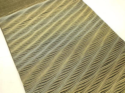 平和屋着物●太鼓柄袋帯　よろけ縞　金通し時　正絹　逸品　DAAX8559cm
