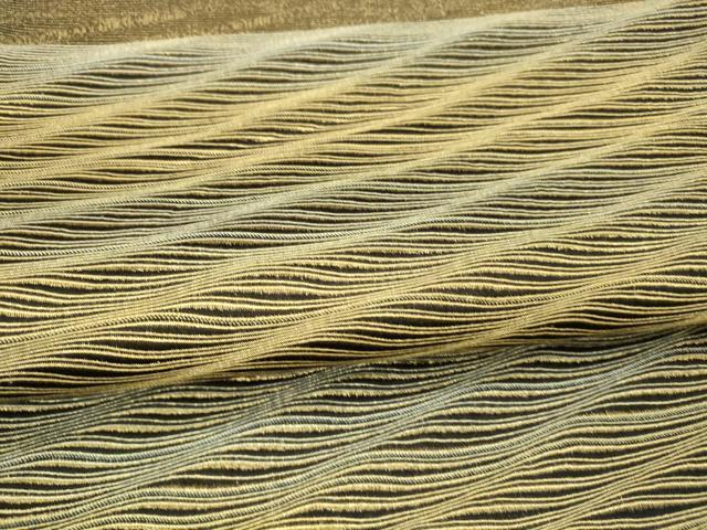 平和屋着物●太鼓柄袋帯　よろけ縞　金通し時　正絹　逸品　DAAX8559cm