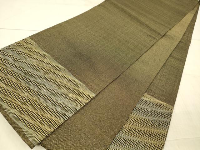 平和屋着物●太鼓柄袋帯　よろけ縞　金通し時　正絹　逸品　DAAX8559cm