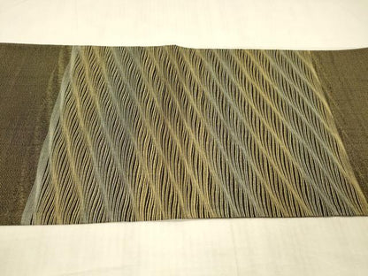 平和屋着物●太鼓柄袋帯　よろけ縞　金通し時　正絹　逸品　DAAX8559cm