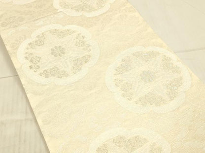 平和屋着物＊夏物　六通柄　京袋帯　正倉院花文　銀糸　正絹　逸品　DAAX8610cm