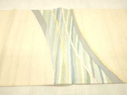 平和屋着物＊夏物　太鼓柄袋帯　紬地　抽象文様　正絹　逸品　DAAX8612cm