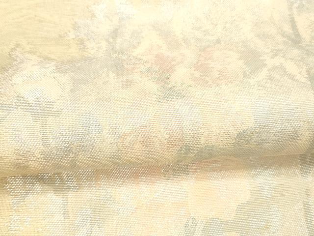 平和屋着物＊夏物 六通柄袋帯 草花文 銀糸 正絹 逸品 DAAX8614cm