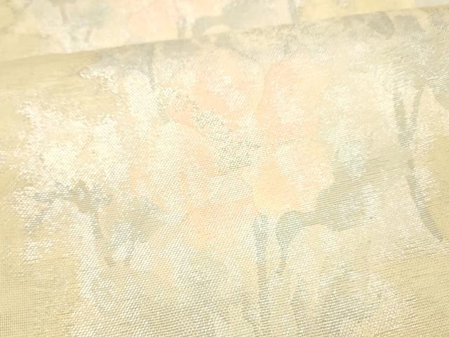 平和屋着物＊夏物 六通柄袋帯 草花文 銀糸 正絹 逸品 DAAX8614cm
