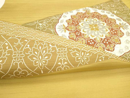 平和屋着物＊夏物　九寸名古屋帯　正倉院更紗花文　金銀糸　DAAX8620cm