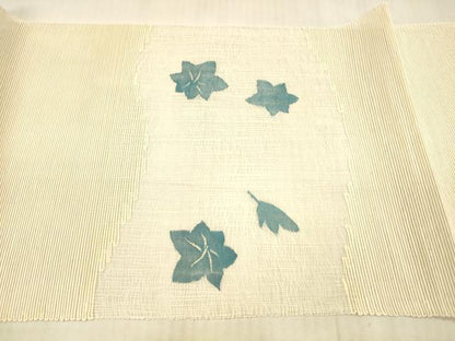 平和屋着物＊夏物　八寸名古屋帯　鹿　舞葉文　銀糸　三越扱い　正絹　逸品　DAAX8621cm