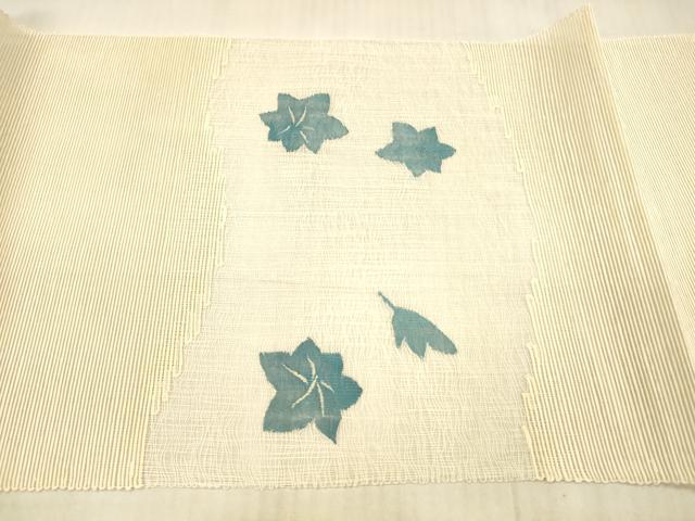 平和屋着物＊夏物　八寸名古屋帯　鹿　舞葉文　銀糸　三越扱い　正絹　逸品　DAAX8621cm