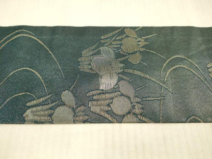 平和屋着物＊夏物 九寸名古屋帯 流水杜若文 金銀糸 正絹 逸品 DAAX8623cm