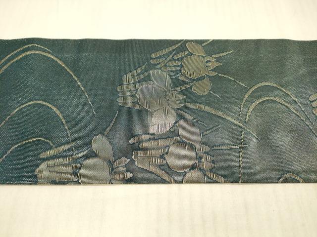 平和屋着物＊夏物 九寸名古屋帯 流水杜若文 金銀糸 正絹 逸品 DAAX8623cm