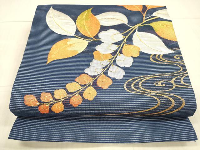 平和屋着物＊夏物 九寸開き名古屋帯 流水藤花房 金銀糸 正絹 逸品 DAAX8625cm