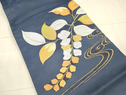 平和屋着物＊夏物 九寸開き名古屋帯 流水藤花房 金銀糸 正絹 逸品 DAAX8625cm