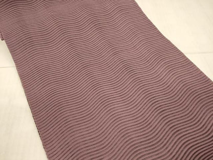 平和屋着物＊夏物 絽綴れ 八寸名古屋帯 よろけ縞 京紫色 正絹 逸品 DAAX8627cm