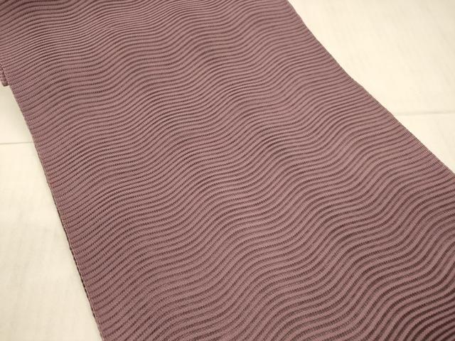 平和屋着物＊夏物 絽綴れ 八寸名古屋帯 よろけ縞 京紫色 正絹 逸品 DAAX8627cm