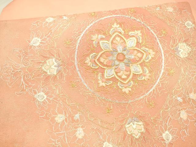平和屋着物＊夏物 西陣 九寸名古屋帯 総刺繍 正倉院花文 金銀糸 正絹 逸品 DAAX8630cm