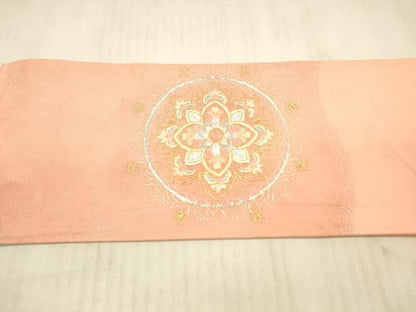平和屋着物＊夏物 西陣 九寸名古屋帯 総刺繍 正倉院花文 金銀糸 正絹 逸品 DAAX8630cm