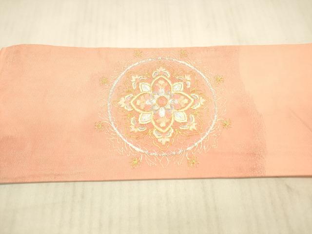 平和屋着物＊夏物 西陣 九寸名古屋帯 総刺繍 正倉院花文 金銀糸 正絹 逸品 DAAX8630cm