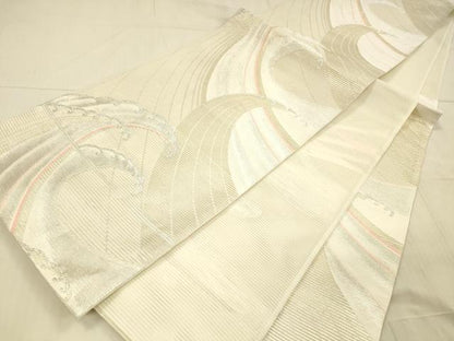 平和屋着物＊夏物 西陣 六通柄袋帯 立波文 金銀糸 正絹 逸品 DAAX8632cm