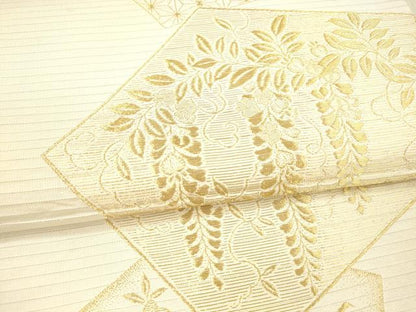 平和屋着物＊夏物 六通柄袋帯 麻の葉草花文 藤花房 金糸 DAAX8635cm