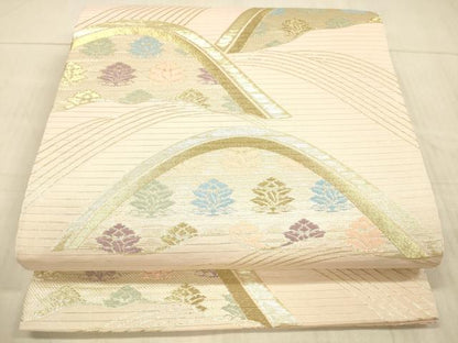 平和屋着物＊夏物 六通柄袋帯 流水花文 金糸 DAAX8636cm