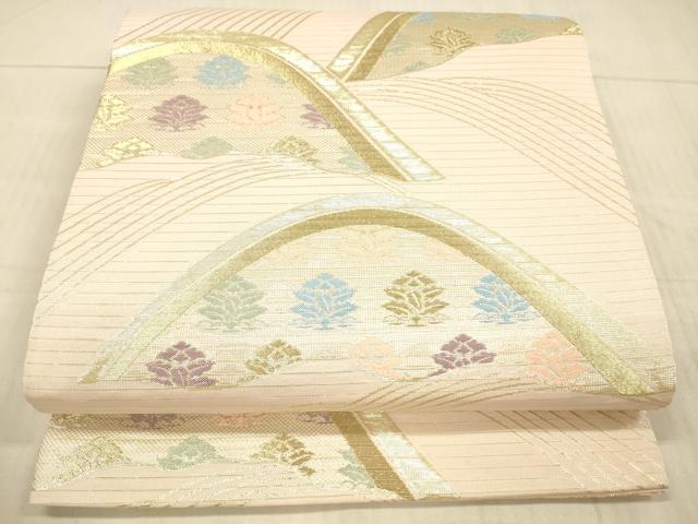 平和屋着物＊夏物 六通柄袋帯 流水花文 金糸 DAAX8636cm