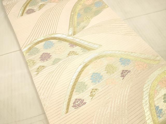 平和屋着物＊夏物 六通柄袋帯 流水花文 金糸 DAAX8636cm