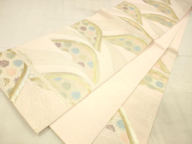 平和屋着物＊夏物 六通柄袋帯 流水花文 金糸 DAAX8636cm