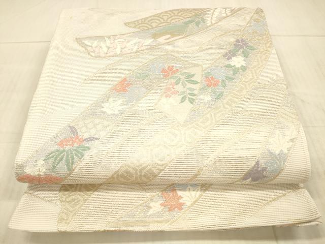 平和屋着物＊夏物 六通柄袋帯 草花文 金糸 DAAX8637cm