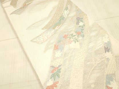 平和屋着物＊夏物 六通柄袋帯 草花文 金糸 DAAX8637cm