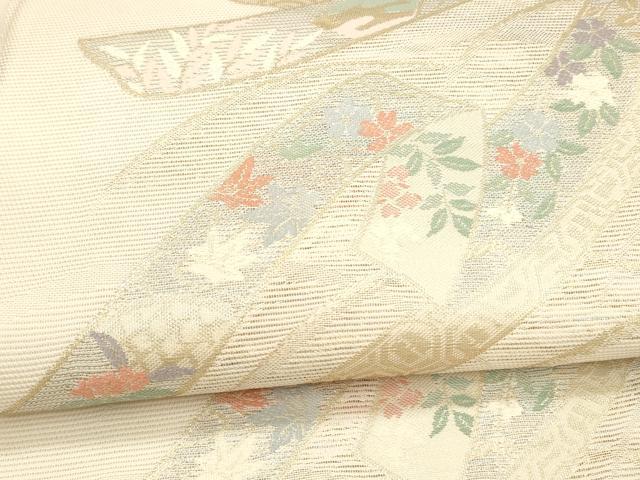 平和屋着物＊夏物 六通柄袋帯 草花文 金糸 DAAX8637cm