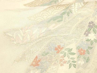 平和屋着物＊夏物 六通柄袋帯 草花文 金糸 DAAX8637cm