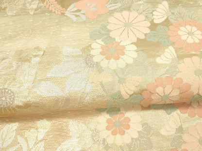 平和屋着物＊夏物 六通柄袋帯 草花文 金銀糸 正絹 逸品 DAAX8638cm
