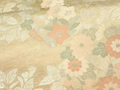平和屋着物＊夏物 六通柄袋帯 草花文 金銀糸 正絹 逸品 DAAX8638cm