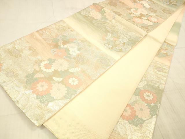 平和屋着物＊夏物 六通柄袋帯 草花文 金銀糸 正絹 逸品 DAAX8638cm