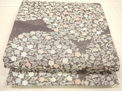 平和屋着物＊夏物 六通柄袋帯 唐織 薫風 草花文 銀糸 正絹 逸品 DAAX8639cm