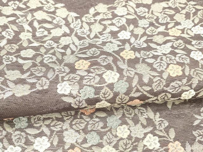 平和屋着物＊夏物 六通柄袋帯 唐織 薫風 草花文 銀糸 正絹 逸品 DAAX8639cm