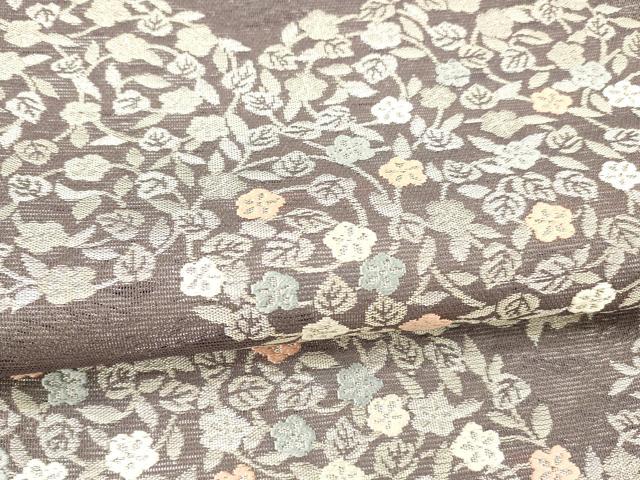 平和屋着物＊夏物 六通柄袋帯 唐織 薫風 草花文 銀糸 正絹 逸品 DAAX8639cm