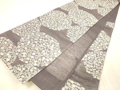 平和屋着物＊夏物 六通柄袋帯 唐織 薫風 草花文 銀糸 正絹 逸品 DAAX8639cm