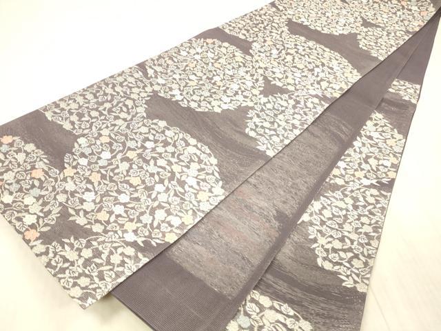 平和屋着物＊夏物 六通柄袋帯 唐織 薫風 草花文 銀糸 正絹 逸品 DAAX8639cm