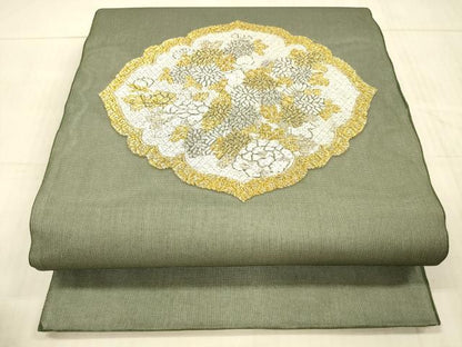 平和屋着物＊夏物 太鼓柄 本袋帯 刺繍 草花文 金銀糸 正絹 逸品 DAAX8640cm