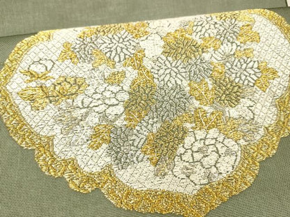 平和屋着物＊夏物 太鼓柄 本袋帯 刺繍 草花文 金銀糸 正絹 逸品 DAAX8640cm