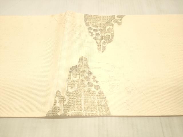平和屋着物＊夏物 太鼓柄袋帯 総刺繍 花鳥文 銀糸 正絹 逸品 DAAX8645cm