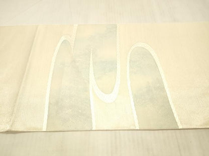 平和屋着物＊夏物 太鼓柄袋帯 刺繍 流水文 銀通し地 正絹 逸品 DAAX8648cm