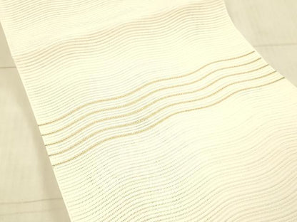 平和屋着物＊夏物 絽綴れ 八寸名古屋帯 よろけ縞 金糸 正絹 逸品 DAAX8649cm