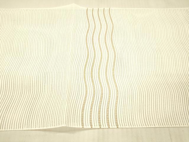 平和屋着物＊夏物 絽綴れ 八寸名古屋帯 よろけ縞 金糸 正絹 逸品 DAAX8649cm