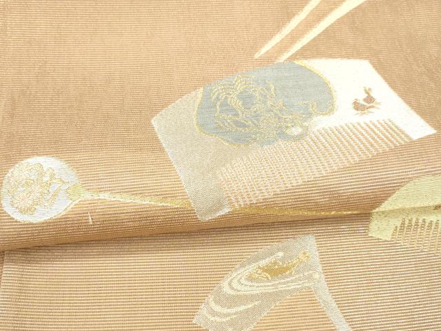 平和屋着物＊夏物 六通柄袋帯 蒔絵櫛かんざし 金銀糸 正絹 逸品 DAAX8652cm